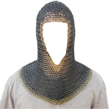 Medieval Warrior Chainmail Coif Armor, 18.75 Inches (BK-BRS)